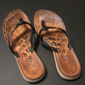 Coach Women's Black and Tan Sandals